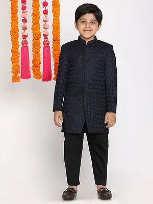 Silk Blend Designer Sherwani And Viscose Pant Style Pajama