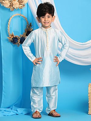 Viscose Mirror Work Neck Kurta with Matching Pajama