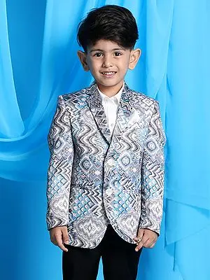 Grey Snake Print Satin Twill Blazer