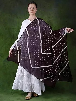 Pure Cotton Bandhani Leheria Tie-Dye Dupatta from Gujarat