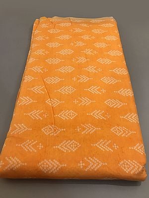 Mango-Yellow Bandhani Bundi Pattern Hand Screen Printed Viscose Muslin Silk Fabric