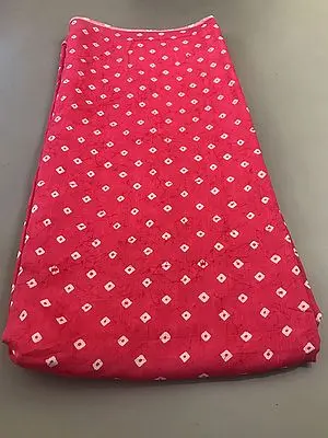 Rani-Pink Dots Motif All-Over Hand Screen Printed Viscose Muslin Silk Fabric