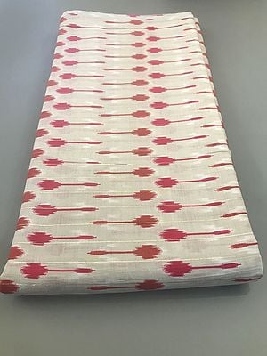 Beige Viscose Lurex Chanderi Fabric With All-Over Hand Screen Printed