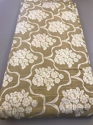 Viscose Lurex Chanderi Fabric With Hand Screen Print Floral Quatrefoil Pattern