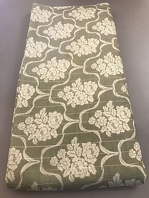 Viscose Lurex Chanderi Fabric with Hand Screen Print Floral Quatrefoil Pattern