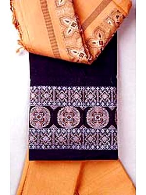 Black and Brown Cotton Salwar Suit with Embroidery