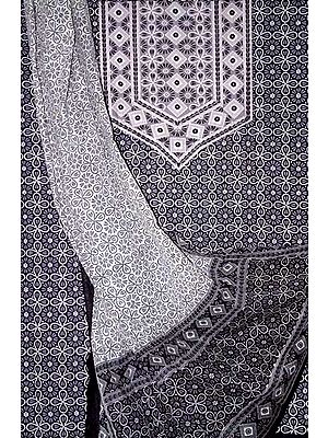 Black Floral Print Cotton Salwar Suit Set