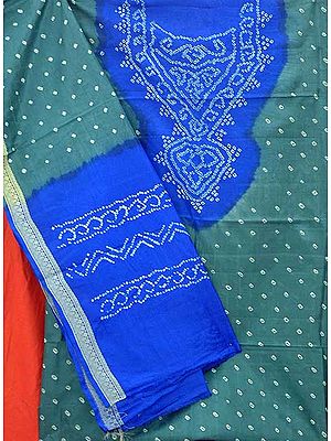 Blue and Grey Gujarati Bandhini Salwar Kameez