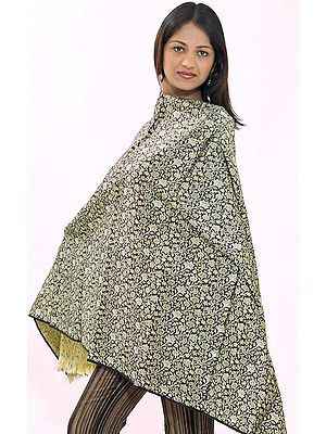 Brocaded Floral Shawl with Himroo Weave