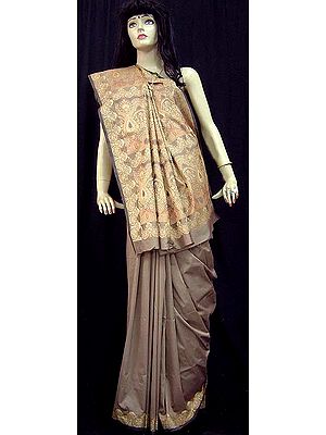 Brown Woven Polysilk Sari