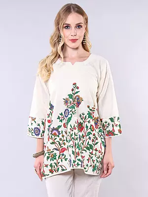 Cotton Short Kurti with Vibrant Floral Print