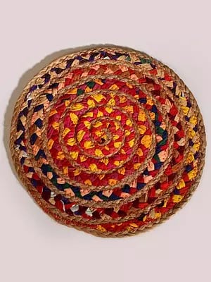 Jute and Cotton Multicolor Hand Braided Round Mat