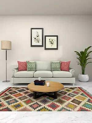 Wool-Jute Flat-Weave Cambe Design Traditional Carpet