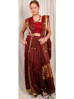 Deep Maroon Marathi Sari
