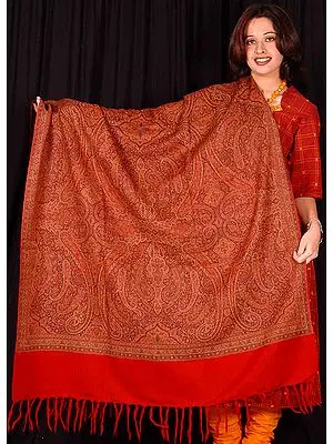 Deep Red Jamawar Shawl