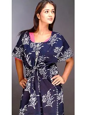 Deep-Blue Batik Kaftan