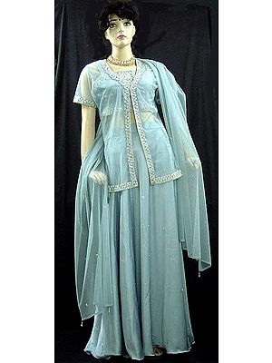 Four-piece Satin Lacha Suit