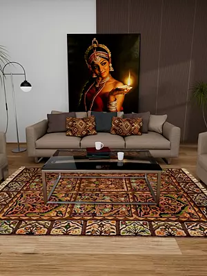 Warm Toned Persian Aesthetic Rug with Tassels