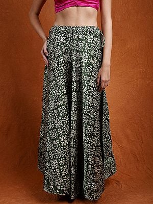 Satin A-Line Printed Long Skirt from Kutch with Dori Waist