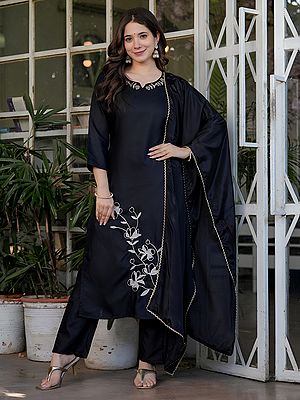 Rayon Floral Embroidery Work Viscose Salwar Suit With Dupatta For Casual Occasion