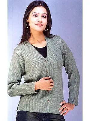 Gray Button-Front Cardigan