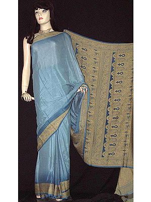 Grey Double Shade Chiffon Sari