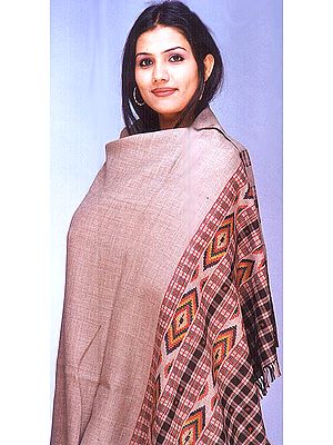 Kullu Shawl with Check Border