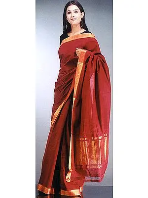 Maroon Mangalgiri Sari