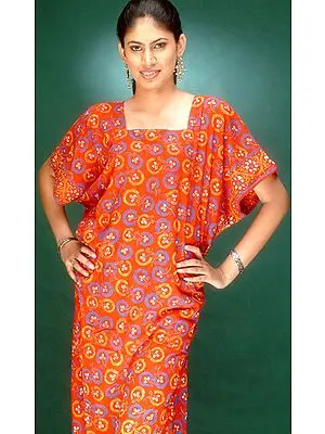 Orange Printed Kaftan