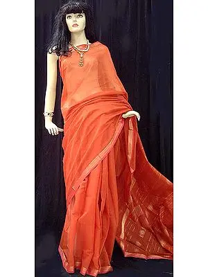 Orange Tissue Sari