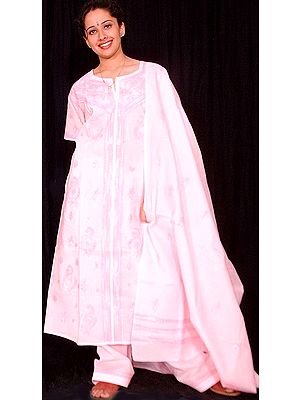 Pink Chikan Salwar Kameez