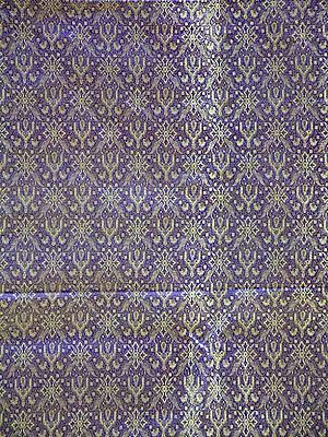 Purple Banarasi Brocade with Golden Thread Weave