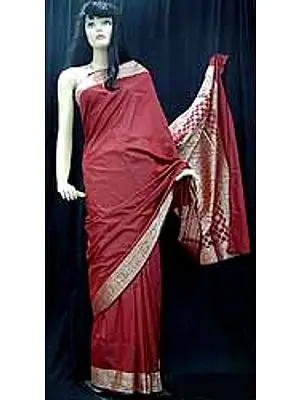 Red Polysilk Sari