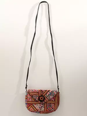 Multi-Color Side Shoulder Bag from Kutch with Antique Rabari Embroidery