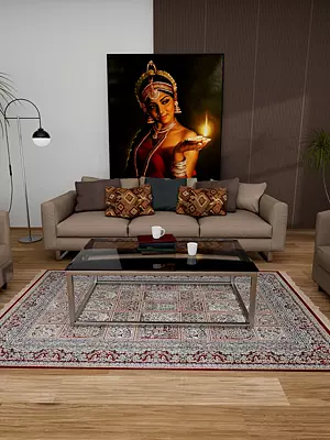 Coral Haze Handloom Carpet from Bhadohi with Persian Design All-Over