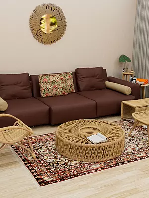 37" x 25" Beige Handmade Pure Silk on Silk Superfine Carpet from Kashmir