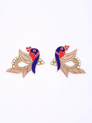 Golden Pair of Zardozi Peacock Patches