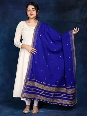 Shawl from Kutch with Embroidered Flowers and Mirrors