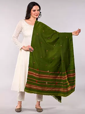 Shawl from Kutch with Embroidered Flowers and Mirrors