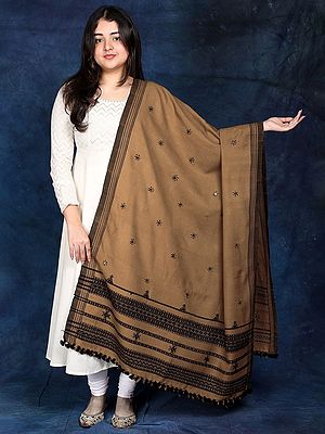 Shawl from Kutch with Embroidered Flowers and Mirrors