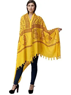 Lemon-Chrome Sri Sita Ram Prayer Shawl