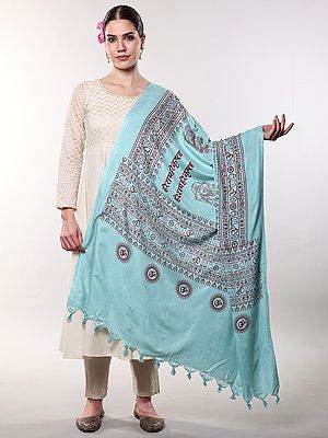 Hare Rama Hare Krishna Prayer Shawl with Printed Lord Ganesha
