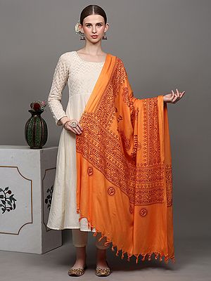 Hare Rama Hare Krishna Prayer Shawl with Printed Lord Ganesha