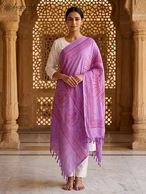 Lilac Sanatana Dharma Prayer Shawl of Lord Ganesha