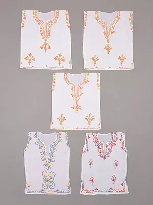 Lot of Five Kashmiri Tops for Children with Aari Embroidery
