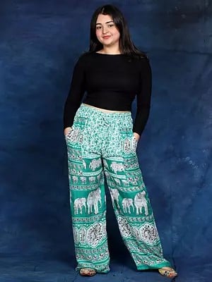 Casual Trouser with Printed Elephants and Side Pockets