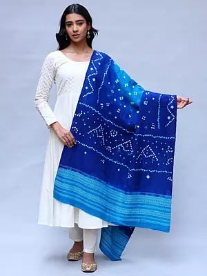 Bandhani Tie-Dye Shawl from Kutch with Embroidered Mirrors