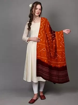 Bandhani Tie-Dye Shawl from Kutch with Embroidered Mirrors