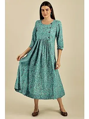 "Marina" Turquoise Hue Hand-Block Printed Cotton Attire