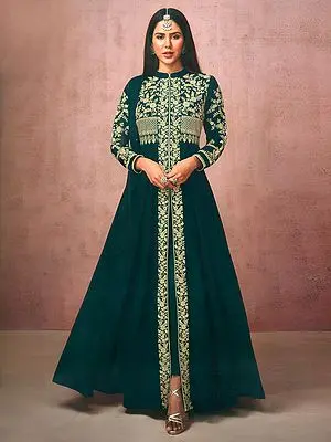 Georgette Designer Salwar-Kameez Party Wear Suit With Heavy Embroidery